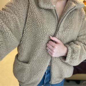 Cozy Teddy Zip-Up Brown Size M